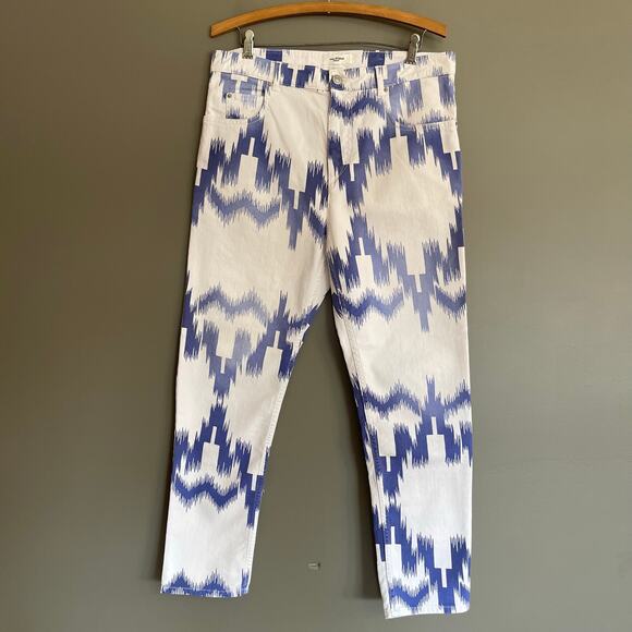 Isabel Marant Etoile Lanea Jeans‎ Size Medium White Blue Western Aztec High Rise - Picture 5 of 16